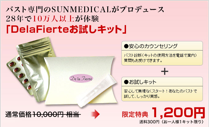 バスト専門のSUNMEDICALがプロデュ―ス 約20年で2万人以上が体験 「DelaFierteお試しキットDX」